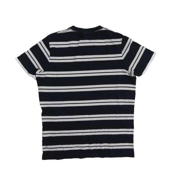 Y2k Hollister Navy & White Striped V-Neck T-Shirt with Embroidered Logo - Picture 6 of 7